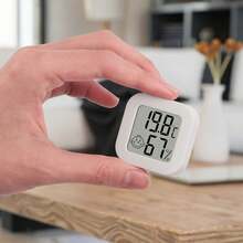 2个高精度迷你温湿度计，室内家用爬行动物电子温湿度计，车载温度计，带大液晶显示屏的数字花园温湿度计 - 白色 - 查看 5