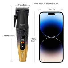 1个Hatteker男士电动理发器，智能数字显示屏理发器，沙龙级理发剃须刀 - 彩色 - 查看 3