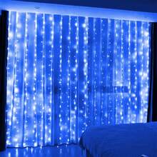 1 pieza Luces de cortina de cadena LED alimentadas por USB, 8 modos de iluminación, control remoto, adecuadas para boda, cumpleaños, fiesta, Pascua, Ramadán, Día de San Valentín, decoración y iluminación para fiesta individual - Luces de cortina alimentadas por USB - Ver 14