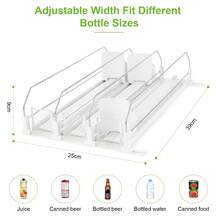 Automatic Can Dispenser For Refrigerator, Self-Pushing Fridge Drink Organizer With Spring Pusher, Adjustable Soda & Beer Can Holder For 12–25 Cans, 3–5 Rows Space-Saving Storage Rack - Transparent 3 Rows - View 2