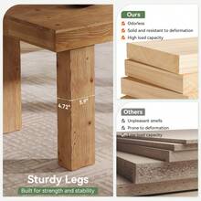 LITTLE TREE 63-Inch Solid Wood Dining Table For 4-6, Large Rectangular Kitchen Table With Heavy Duty Legs, Farmhouse Dinner Table For Dining Room, Living Room, 63" L X 31.5" W, Light Brown - 淺棕色 - 查看 8