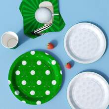 Golf Themed Disposable Plate, Napkin, Cup Set, Plates, Napkins And Cups Party Supplies, Serves 8 Guests, Disposable Paper Plates Party Tableware Suitable For Birthday, Wedding, Theme Party, Family Picnic - Multicolor - View 4