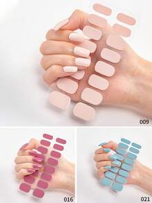 12 Sheets Of Solid Colour 16 Nail Stickers Full Sticker Set Various Single-Colour Adhesive Nail Stickers Self-Adhesive Simple Press-On Nail Nails Nail Supplies - Multicolor - View 5