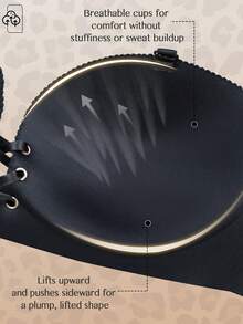 Peach Girl Leopard Print Strapless Push Up Bra For Petite Bust - Front Lace-Up & Sexy Style - Maroon - View 8