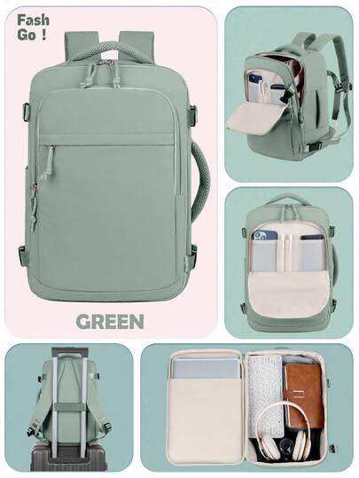 Mochila de viagem leve e de grande capacidade (1 unidade), bolsa feminina para o trabalho, portátil com alça para acoplar em malas. Mochila estilo universitário com compartimento para sapatos. Bolsa impermeável de negócios de alta capacidade para uso diário/fins de semana, compatível com as normas da TSA, com porta USB para carregamento. Mochila ultrafina para laptop com certificação de aviação, bolsa para computador/universidade, adequada para atividades ao ar livre, grande capacidade, leve e impermeável.