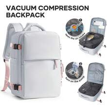 Floless 可折叠旅行笔记本电脑背包，符合航空公司规定，男女通用旅行包，可压缩旅行背包，14英寸笔记本电脑商务背包，防水大容量包 - 灰色 - 查看 21