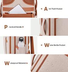 UKEIN Travel Backpack, 17Inch/ Laptop Backpack, Carry-On Approved Bag For Men & Women, Waterproof Luggage With Packing Cubes, Shoe Pocket, Personal Item Size For Flights - 米色 - 查看 5