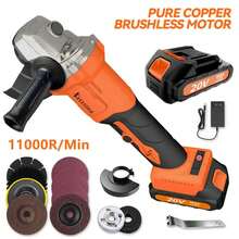 Cordless Angle Grinder With 2.0Ah Battery, A Multi-Purpose Machine. 20V Brushless Motor 4-1/2" 11000 RPM, 6 Dics For Cutting, Grinding And Polishing - Upgraded Version+1*Battery - View 2