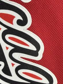 男士刺绣冰球球衣 23 红色休闲 V 领长袖 T 恤 派对运动上衣 - 紅色 - 查看 5