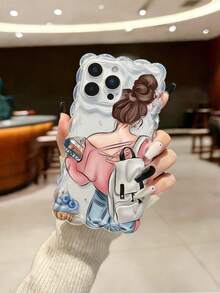 Braided Wave Edge Minimalist High-End TPU Travel Girl Painted Anti-Drop Phone Case Compatible With IPhone 17pro/17Air /17/17promax 16/11/16pro/16plus/16promax/16e/15Promax/13/14/12/XS/XR/7G/8PXR /7/8, Painted Suitable For IPhone 15Promax, Apple 13, 14, 11 Soft Case, P12 Anti-Drop X, Braided Wave Edge 12/14 Painted TPU Anti-Drop Soft Case - Multicolor - View 3