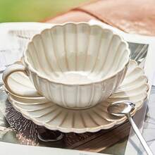 Ceramic Japanese Coffee Cup And Saucer Set, Suitable Breakfast, Tea Party, Afternoon Tea, Garden, Restaurant, Etc., Can Be Used Multiple Purposes In Summer And Winter - White - View 8