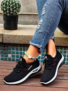 Women's Comfort Slip-On Sneakers - With Arch Support And Skin-Friendly Foam, Breathable Knitted Fabric, All-Day Lightweight Walking Shoes, Non-Slip PVC Sole - Suitable For Nurses, Teachers, Standing And Running Errands, Orthopedic Shoes, Delicate Embossed Design, Exquisite Embroidery, Soft Cushioning, Comfortable For Long Hours Of Standing - 黑色升級版 - 查看 2