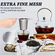 2 PIEZAS Filtro de té - Equipado con filtros de malla duraderos con doble asa, tamaño perfecto, fácil de agarrar, gran capacidad, diseño ergonómico para té suelto, especias, ideal para el hogar, la oficina y las fiestas de té, la cocina, infusor de té de hierbas, estante de almacenamiento de bolsas de té de hierbas, colador de té, filtro de cocina, filtro, taza, tamizado - Multicolor - Ver 9