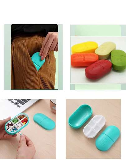 1pc Portable Pill Case, Pill Organizer Box, Mini 6 Compartment Weekly Pill Box, Earplug/Jewelry Storage Box, Tablet Container, Travel Pill Holder, Wallet Pill Box, Daily Medication Container, Suitable For Carrying Vitamins, Fish Oil, Supplements, Waterproof And Moisture-Proof, Detachable And Washable