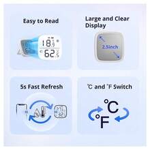 OISE ART STORE Mini Sensore Temperatura Umidità Termometro Igrometro Display Lcd Sonoff Snzb-02d - - Multicolore - Visualizzare 5
