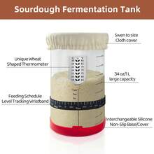 34oz Large Capacity Glass Fermentation Jar With Lid And Tracker, Suitable For Homemade Sourdough, Bread Dough Preparation And Cooking Fermentation - Red - View 3