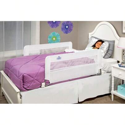 Double-Sided Bed Rail For Queen Beds – Swing-Down Safety Rail With Gap Guard