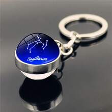 1pc New 12 Zodiac Keychain, Starry Sky Luminous Keychain, Time Stone Glass Ball Keychain, Pendant Keychain Gift - Multicolor New-4 - View 5