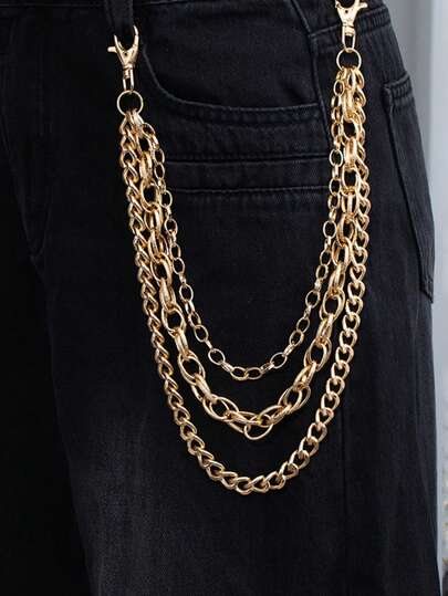 1PC Retro Pop Hip Hop Jeans Chain Waist Chain Multi Layer Pants Chain Suitable For Men And Women's Daily Fashion Wearing Waist Accessories And Gifts