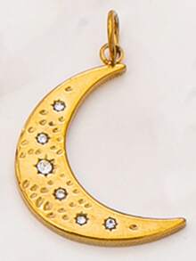 1 Pc 18K Gold Plating Stainless Steel Carabiner Chain Necklace With Heart Bow Moon Flower Pendant, Interchangeable DIY Charm Necklaces, Water Proof - Multicolor - View 9