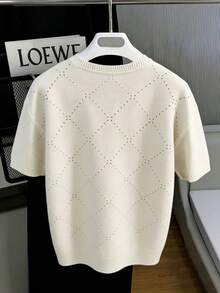 男士圆领毛衣一件，休闲通勤街头时尚百搭修身户外简约日常穿着慢跑针织衫，春秋季 - 杏色 - 查看 3