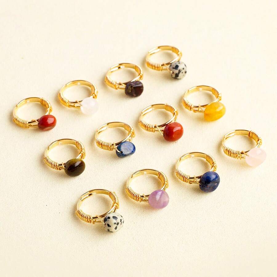 1PC Natural Crystal Amethyst Small Ball Ring Quartz Minerals Jewelry Quartz Women Fashion Ring Reiki Healing Jewelry Mother's Day Gift - Ring - View 1