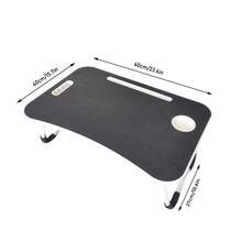 Ultra-Large Portable Laptop Bed Table-Multifunctional Tray Holder With Cup Holder Ideal For Eating, Reading, Writing, Sofa In Bed, Stable Floor, Durable, Foldable - Yellow Wood Color - View 4