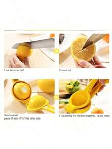 1 pieza Exprimidor manual portátil de aluminio con mango antideslizante, ahorra espacio, prensa manual para el hogar, picnic, regalo del Día de San Valentín - Multicolor - Ver 10