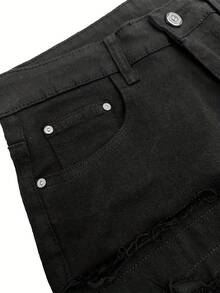 Men's Elastic Slim Fit Jeans Four Seasons Versatile Classic Style - 黑色 - 查看 5