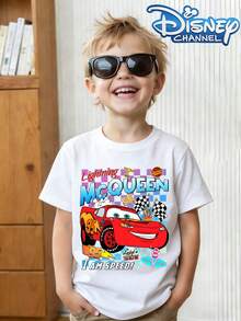 This Disney Pixar Cars Lightning McQueen #95 Race Car Graphic Crewneck T-Shirt Is Perfect For Boys And Girls To Wear To Holiday Parties, Family Gatherings, Outdoor Activities, Travel, And As A Gift For Children Visiting Disneyland. - 白色 - 查看 1