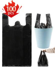 200个/15.75*23.62英寸厨房浴室垃圾袋,6卷/50个背心式垃圾袋,适用于办公室、厨房、卧室垃圾桶,黑色便携耐用垃圾袋 - 彩色 - 查看 15