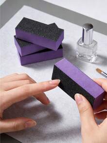 20/10/5/1pcs Nail Polishing Sponge Sandpaper Files, 80/120 Grit, 3-Sided Nail Files, Suitable For Nail Art Tools (Purple And Black) - Multicolor - View 2