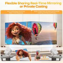 Magcubic 安卓 14 2026 新款投影仪，自动对焦，原生 720P，支持 8K，全志 H726 处理器，0.8:1 投射比，内置扬声器，便携轻巧，适用于家庭、办公室和演示。 - 白色 - 查看 3