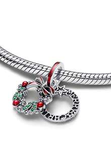 1pc Fashionable & Charming Valentine's Day Limited Edition Series Snowflake, Angel, Wreath, Bell Bead Pendant Versatile DIY Bracelet Necklace Gift For Lover - Multicolor - View 6