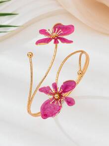 1件不规则形状花朵臂环，女士款，时尚百搭，适合夏季派对、婚礼、度假、返校季、新年等场合，也是馈赠亲朋好友的理想礼物。 - 黑色 - 查看 10