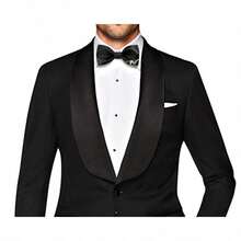 Pajarita de Seda 100% Satín Preatada para Hombre Sólida para Equitación y Eventos Formales - negro123 - Ver 4
