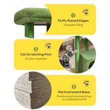 27" Cactus Cat Tree For Indoor Cats Green Activity Tower With Scratching Posts Modern Kitten Condo With Plush Perch And Hanging Ball For Play - màu xanh lá - Xem 5