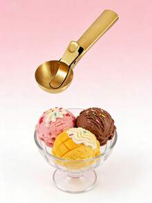 Stainless Steel Ice Cream Scoop With Trigger, Cookie Scoop, Melon Baller, Quick Release, Suitable For Digging Frozen Hard Italian Ice Cream, Frozen Yogurt, Sundaes And Fruits - Multicolor - View 2