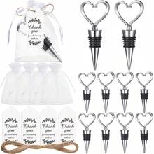 1/3/6 Sets Heart-Shaped Bottle Stoppers Wedding Gifts, Includes Organza Bag, Thank You Card, Linen Rope, Suitable For Weddings, Birthdays, Bridal Showers, Party Favors, Valentine's Day Decor - Multicolor - View 1