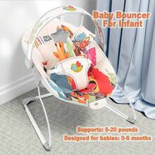Portable Baby Bouncer For Infant,Modern Baby Bouncer Seat,Infant Bouncers With Music For Babies 0-6 Months Up To 20 Lbs - Critter Party - View 3
