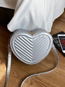 1 pièce Sac bandoulière matelassé en forme de cœur de couleur unie, sac à épaule mini stylé, sac à main léger - idéal pour les femmes, les étudiantes, les jeunes filles, parfait pour un usage quotidien, les sorties décontractées, les courses, les rassemblements de vacances - Multicolore - Voir 15