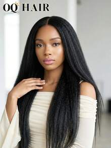 OQ Hair M-Cap Kinky Straight Pre Cut 9x6 Transparent Lace Bleached Knots Wear Go Glueless Wigs 200% Density 16-30 Inch Human Hair Tiny Knots Pre Plucked Hairline No Glue Needed Natural Color Style - Beginner Friendly Natural Looking Daily Use Office Ready Party Style Y2K Baddie Vacation Outfits Outdoor Cosplay Campus School Holiday Part Wedding Festival Ready Valentines Gifts For Women - SNatural - View 2