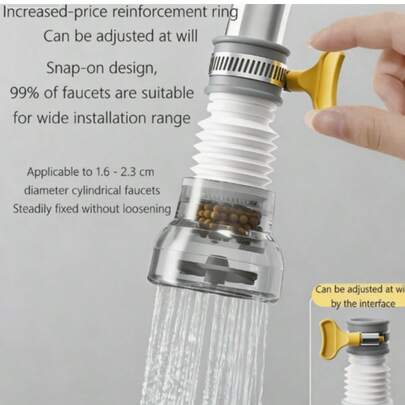 1个水龙头过滤器，家用水龙头净水器，淋浴喷头防溅延长管，通用滤芯