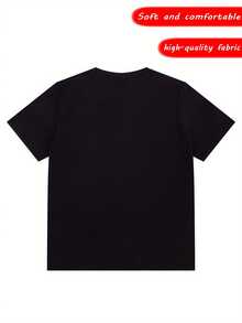 Funny Z-Generation Gag T-Shirt For Men - Chinese Characters And Cute Cat With Hat Print, Short Sleeve - Suitable For Daily And Special Occasions - Regular Fit, Round Neck, Suitable For Youth And Adults,  Casual Wear, Travel Outfit, Funny Aesthetic Breathable Fabric Short Sleeve Tops, Youth Fashion - 黑色 - 查看 2