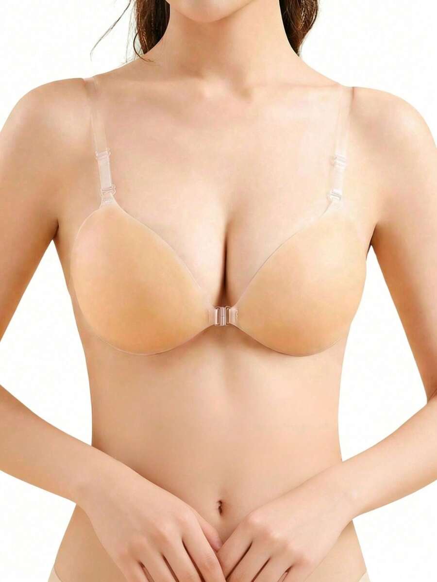 硅胶文胸肩带，隐形提拉文胸，防水亲肤，女士适用 - 米色 - 查看 1