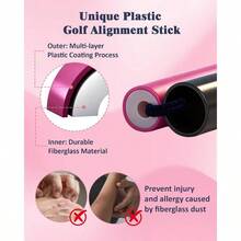 Alignment Sticks, 2 Pack Plastic 49 Inch Collapsible Alignment Stick Practice Rods Aid Aiming, Putting, Swing Trainer, Posture Corrector With Tube Case, Training Equipment - 粉色 - 查看 4
