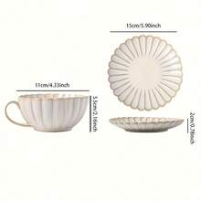 Ceramic Japanese Coffee Cup And Saucer Set, Suitable Breakfast, Tea Party, Afternoon Tea, Garden, Restaurant, Etc., Can Be Used Multiple Purposes In Summer And Winter - White - View 4