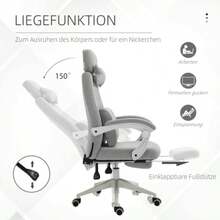 Office Chair, Gaming Chair, Rolling Chair, Ergonomic, Polyester, Foam, Multi-Layer Panel, 62 X 68 X 117-127 Cm - Light Grey - View 5
