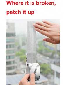 2m/Roll 5cm Wide Mesh Adhesive Repair Tape, Window Screen Repair Patch Tape, Window Screen Repair Kit, For Covering Holes And Tears - Grey - View 8