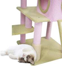 FINYQBET Árbol para Gatos, 155 cm de Altura, 8 Niveles con Cueva, Hamacas, Rascador de Sisal y Forro Polar Suave, Diseño Flor, 2 Pompones, Torre de Juego para Gatos Grandes y Múltiples Mascotas - 1 - Ver 7